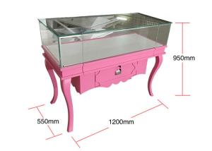 Wholesale Matte Pink Color Wood And Glass Display Cabinet With Small Drawers from china suppliers