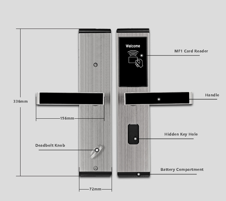 Stainless Steel Keyless Security Door Locks , Custom Keypad Front Door Lock