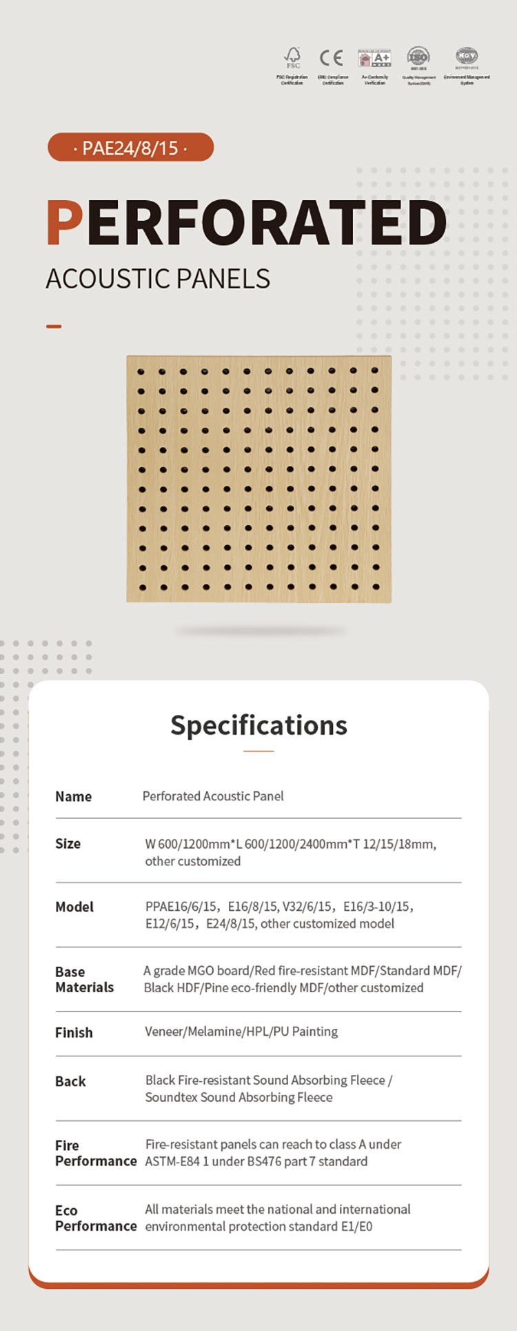 Stylish Decorative Perforated Acoustic Wood Panels for Commercial Studio