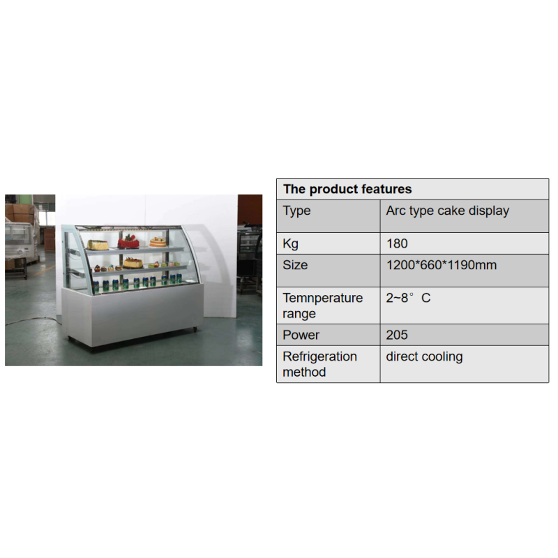 Large Capacity Cake Display Cabinet Refrigerator Arc Type With Lamp