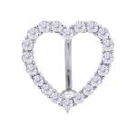 Silver Belly Button Ring Shiny Zircons Love Heart Navel Jewelry Piercing