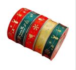 Hot Stamping Holiday Decoration Gifts Christmas Ribbons Polyester Ribbons Gift