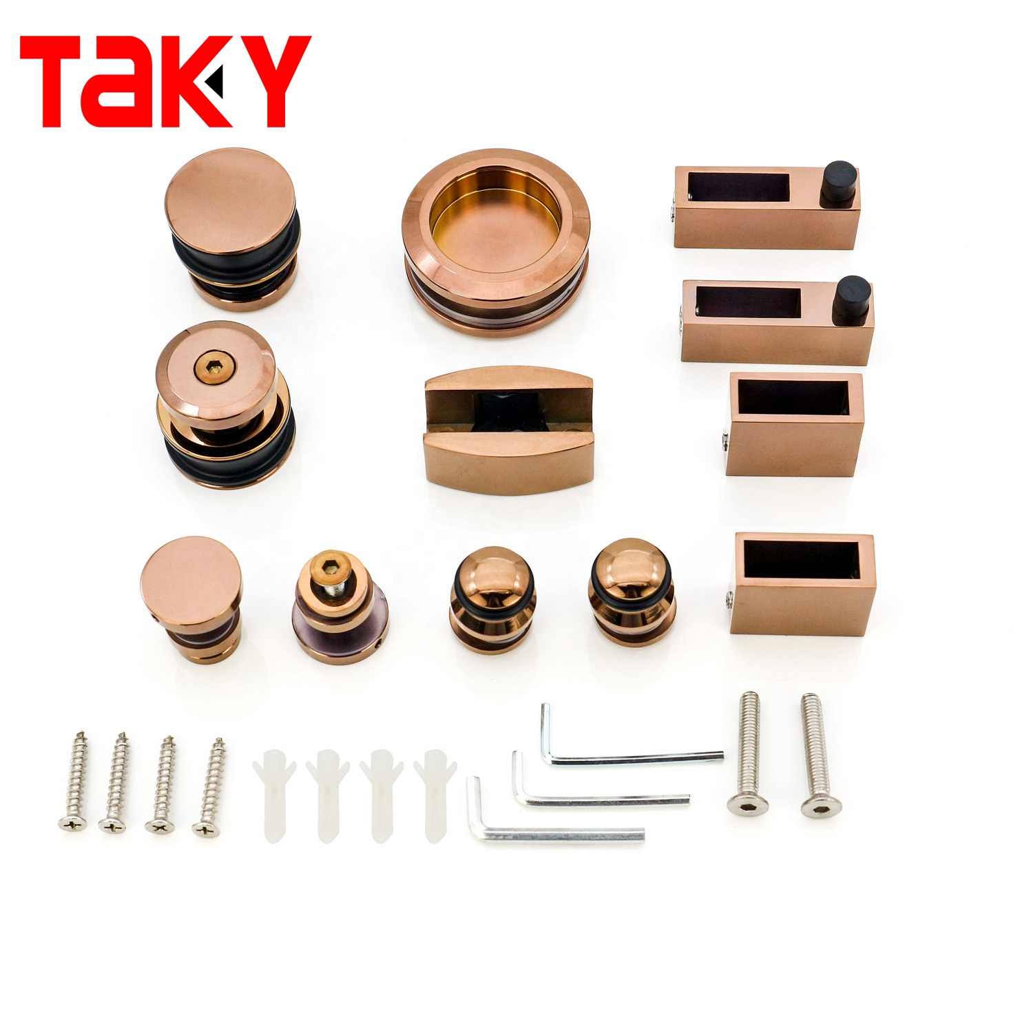 Single Glass Shower Door Stainless Steel 304 Sliding Barn Door Hardware Kit in Gold Finish