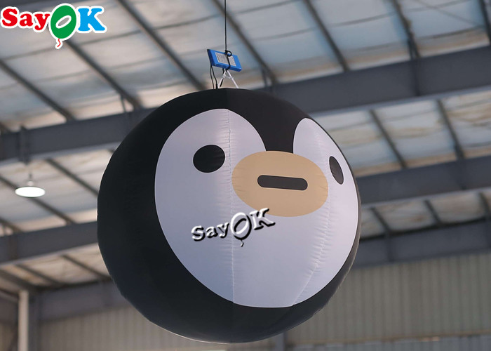 Air Blown Hanging Ad Decor Blow Up Penguin Built - In LED Lights