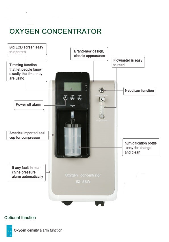96% Portable Oxygen Generator Machines 3L 5L 1 Year Warranty
