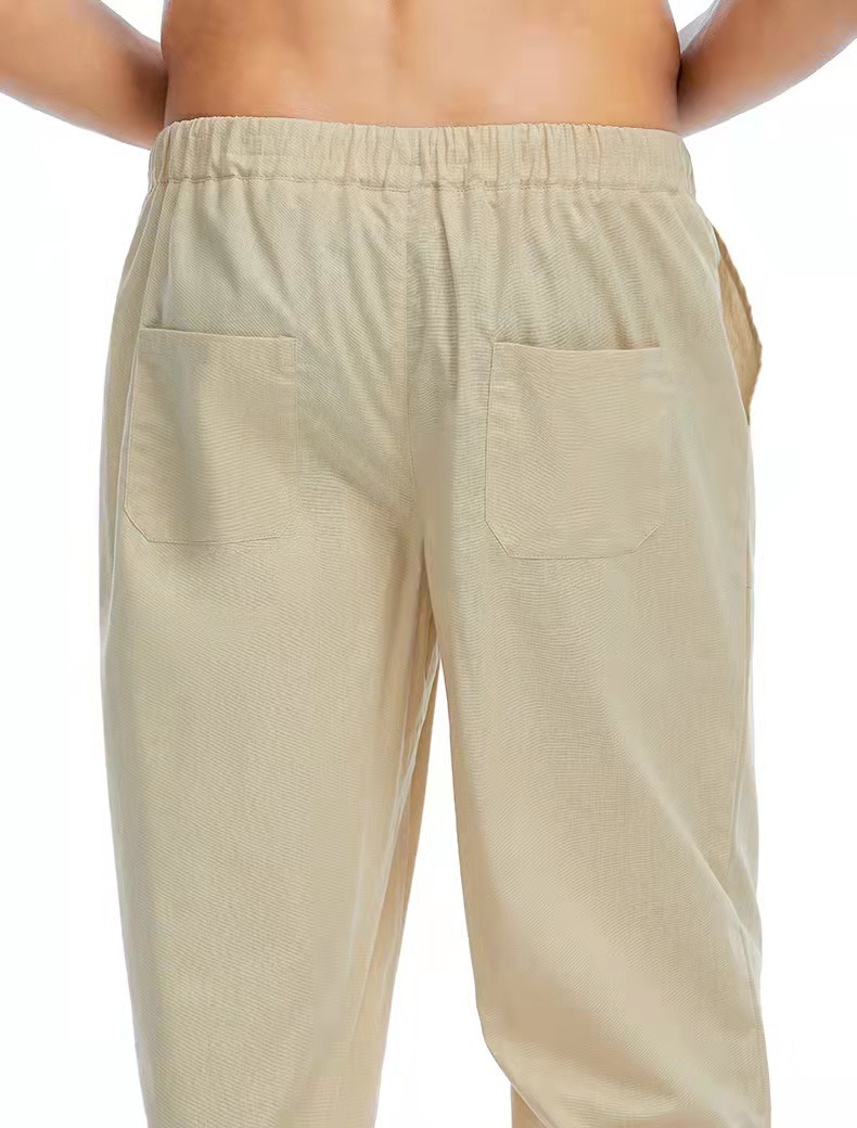 Men&prime;s Casual Linen, Cotton and Linen Trousers