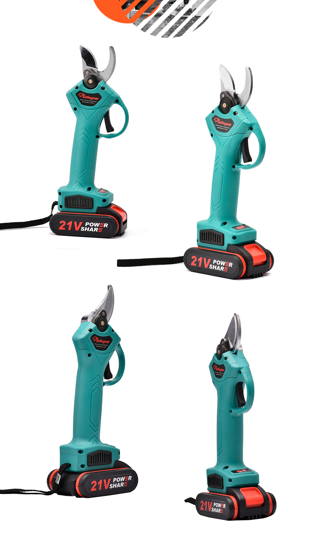 35mm Electric Branch Scissors Ratchet 1300mAH Battery Operated Pruning Shears