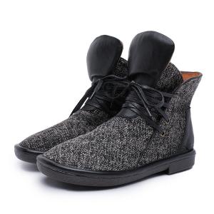 Wholesale S308 Forestry Pastoral Style Fresh Literature And Art Cotton And Linen Lace-Up Women'S Boots Handmade Original Leather E from china suppliers