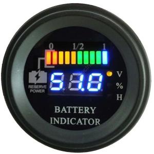Wholesale Round battery gauge Dual LED line 10 Bar Digital Battery Discharge Indicator electric LSV NSV golf carts 5V up to 100V from china suppliers