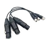 Black 3 Pin Mini XLR Cable , XLR Female To Mini XLR Cable For Sound Devices 778T
