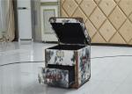 Vintage Style Leather Storage Trunk Cow Leather Fur Material 1 Drawer Top