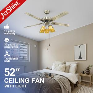 Wholesale 110V Metal Blade Ceiling Fan With Light 52 Inch And AC Motor from china suppliers