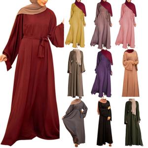 Wholesale Women Clothes Middle East Abaya Muslim Solid Color Plus Size Muslim Long Dress from china suppliers