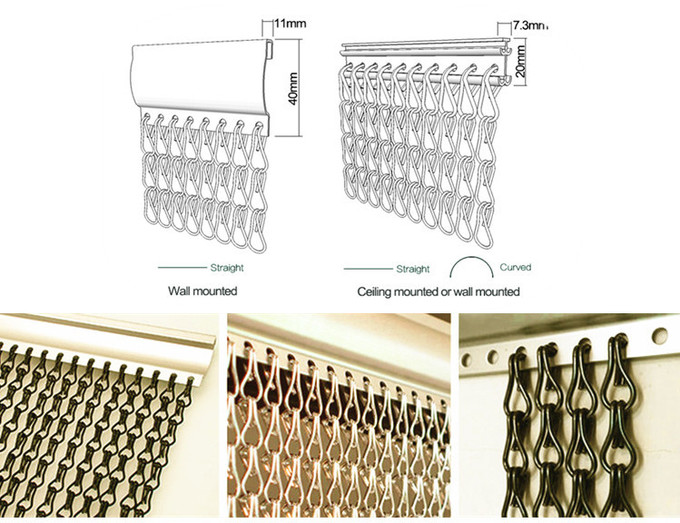 Bronze Color Architectural Aluminium Chain Curtain For Interior And Outdoor Design