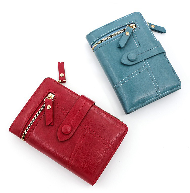 Multi-card Position Cute Wallet Purse with PU Leather and Zipper Coin Pocket ID Window