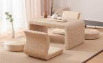 The Cane Makes Up Tea Table Natural Straw Woven Floor Table Natural fiber Window