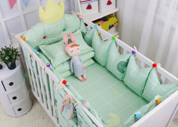 Green Elephant Unique Girl Baby Bedding Sets 100% Cotton Bed Reducer Size