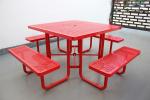 Perforated Steel Metal Outdoor Picnic Tables And Bench For Playground Sports