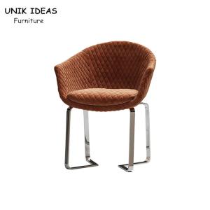 Wholesale Luxury Custom Nordic Dining Chair Orange Velvet Metal Leg Hotel Furniture Seat from china suppliers