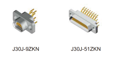 MIL-DTL-83513 J30J Micro Rectangular Electrical Connector with Gold-Plated Contacts, Hermetic Sealing, and PCB Mount Design