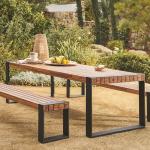 5 Star Hotel Wooden Outdoor Dinning Table Bench Set Contemporary