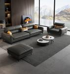 Rectangle Luxury Living Room Furniture Grey Italian Style Leather Sofa 3.4x0.95m
