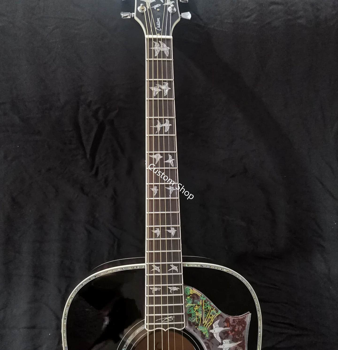 Custom Grand 41 inch Dreadnought Acoustic Guitar in Dark Brown Finish Flamed Maple Back & Sides