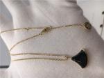 Black Pendant Necklace 18K Yellow Gold , Black Gemstone Necklace With Onyx
