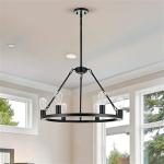 American Rustic Nordic Pendant Light Black Iron Vintage Wheels Dining Chandelier
