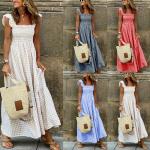 ODM Casual Swing Dress Knitted Full Length Multicolor Round Collar