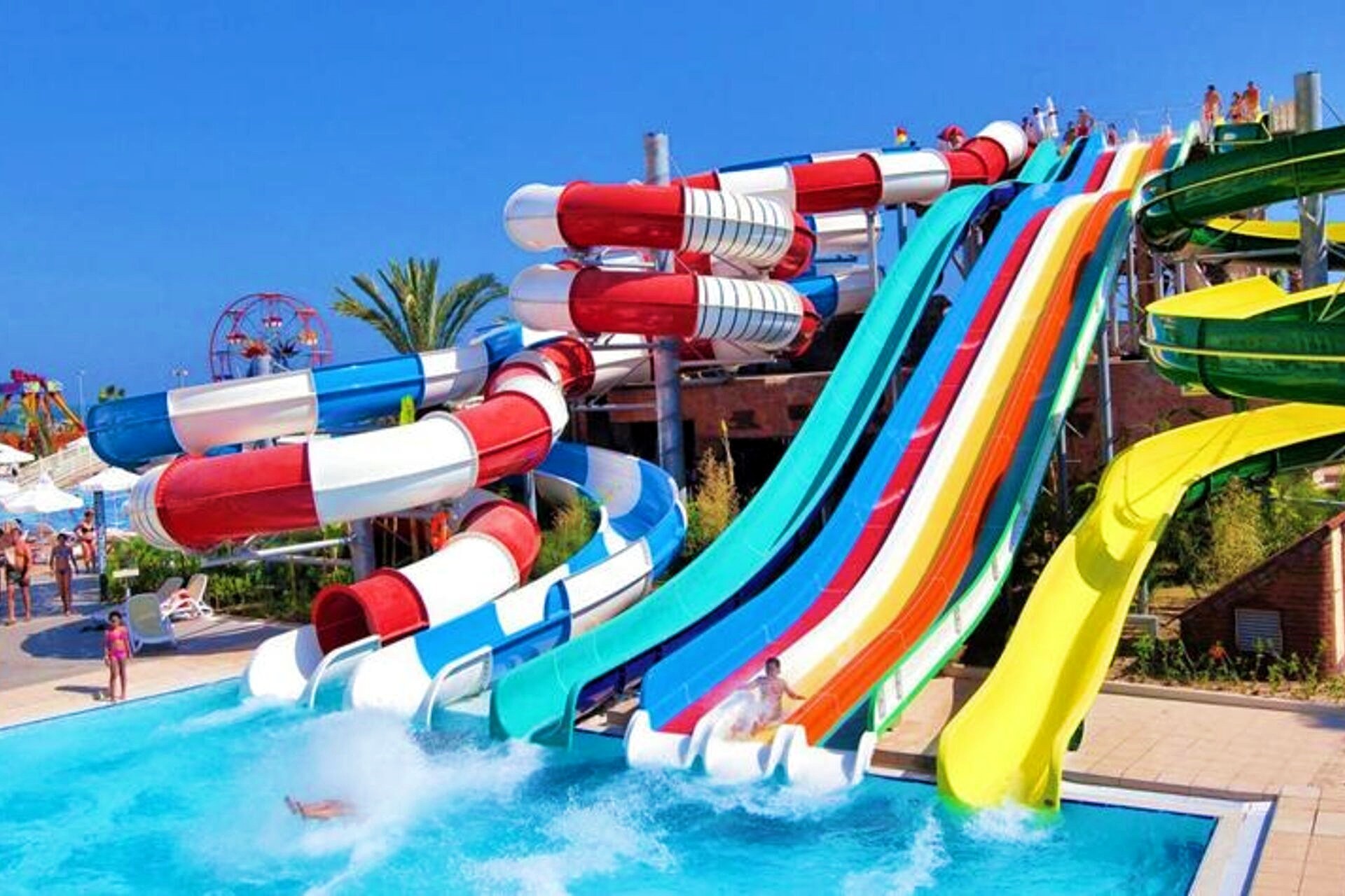 Outdoor Kids Water Game Amusement Park Equipment With Swimming Pool Slide