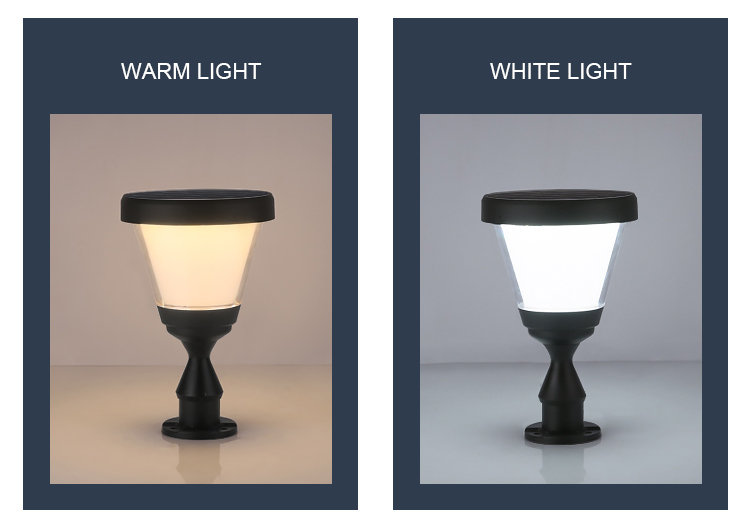 Energy Saving IP65 Solar Post Lights With Mono Solar Panel Aluminum Column Lamp