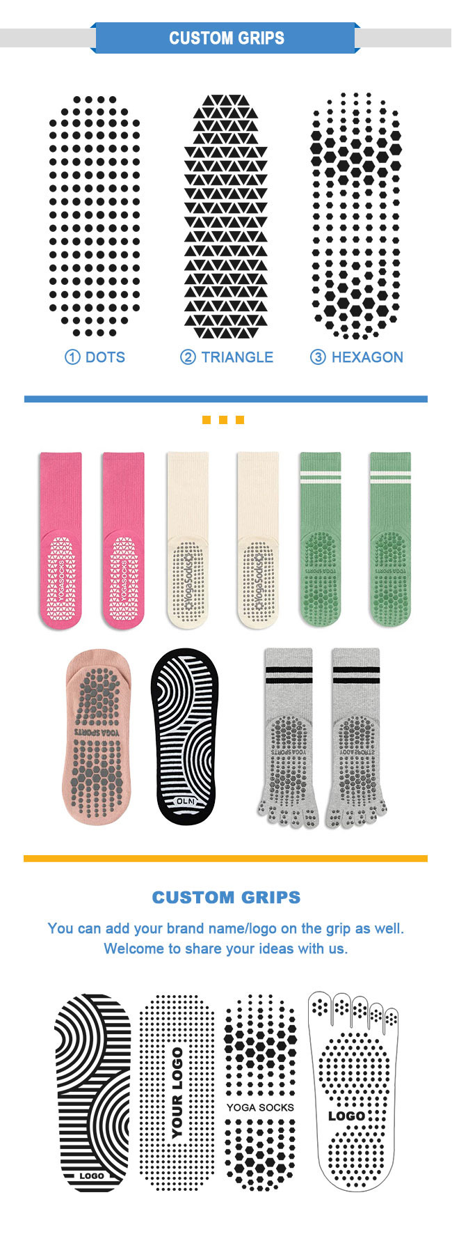Customized Cotton Non Slip Yoga Socks Women Sports Yoga Pilates Grip Socks
