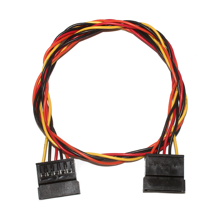 100MM Custom Wire Harness , 5 Pin Sata Power Cable ID Connectors