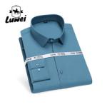 Men Long Sleeve Business Shirts Single Button Casual Plaid Striped Shirt