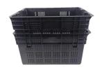 Black Food Storage Fruit And Vegetable Plastic Crates For Supermarket
