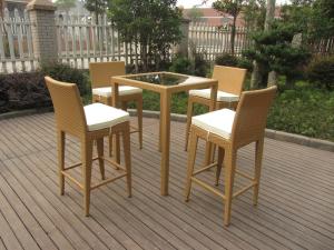 Wholesale Hand-Woven Brown / White Resin Wicker Bar Set For Outdoor Garden from china suppliers