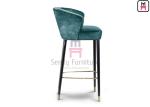 Luxury Style Restaurant Supply Bar Stools Green Velvet Ash Wood With Feet