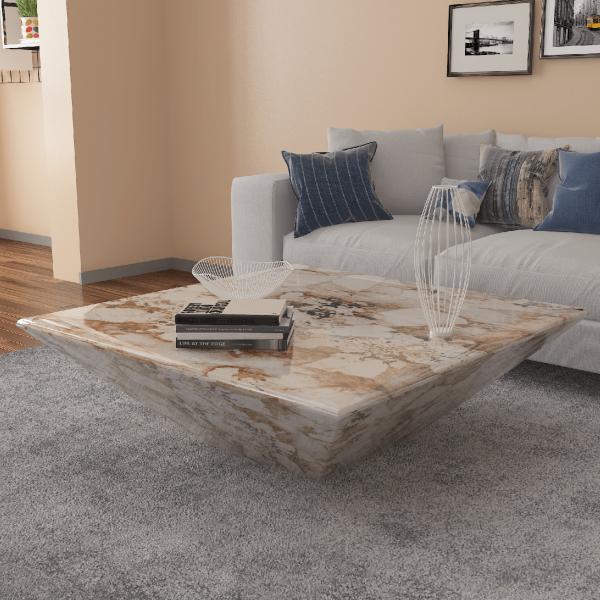 Sintered Stone Marble Top Coffee Table Rectangle Brazil Brown Simple Modern