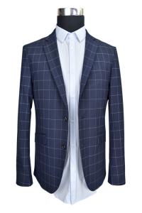 Wholesale Business Tailored Mens Fashion Blazer Jacket Slim Fit Thin Fabric Navy Check Half Lining from china suppliers