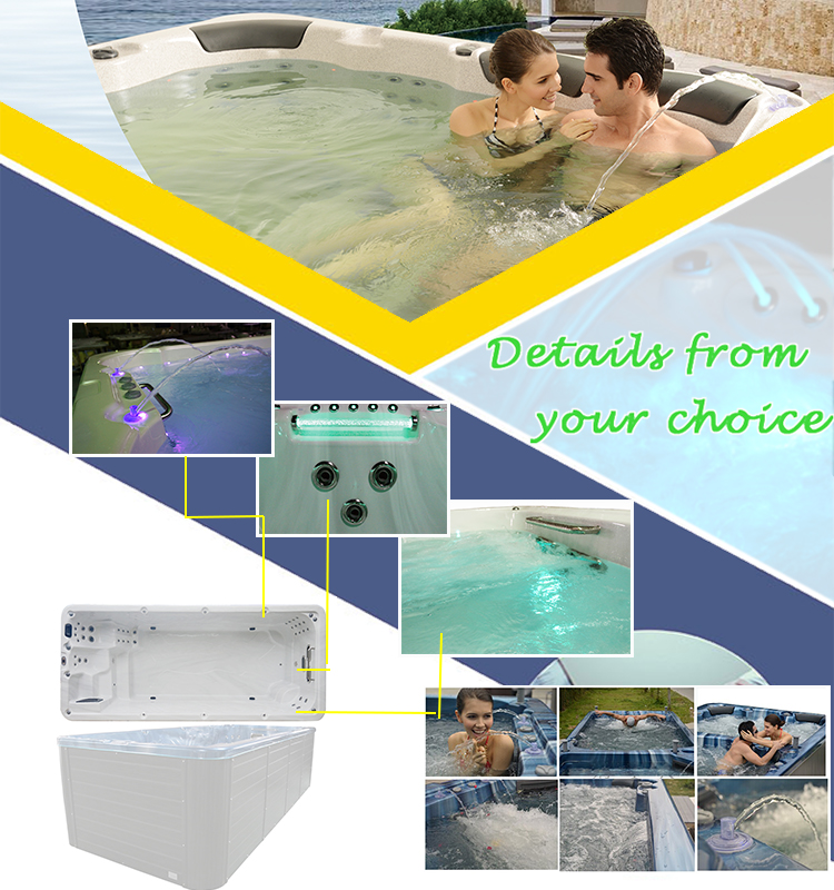 6 Meter Luxury Balboa Control Swim Spa Tub For 7 People Outdoor