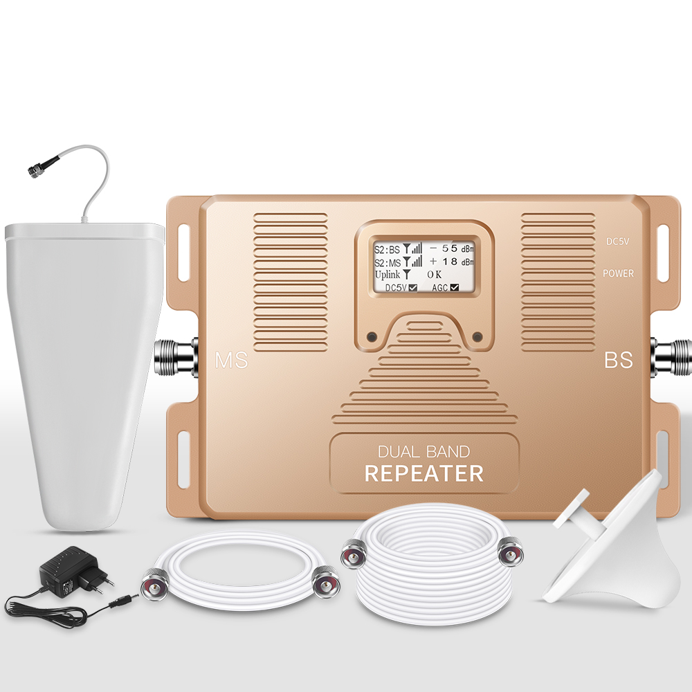 Black GSM Signal Booster 500sqm Dual Band Repeater 2100/1800MHZ Signal Extender