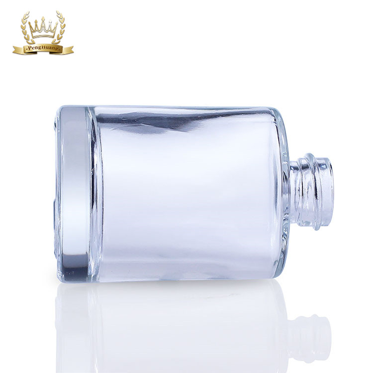 30ml luxury clear square cosmetic foundation glass bottle lotion serum pump spray bottle with black lid