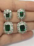 925 Sterling Silver Dubai Engagement Women's Earrings with Brazilian Emerald