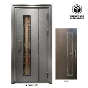 Wholesale Black 45MM Aluminum Room Door Solid Wood MDF Internal Doors Internal Veneer Finish from china suppliers