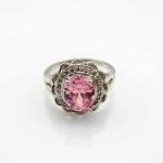 Fashion Jewelry 8mmx10mm Oval Cut Pink Cubic Zircon 925 Silver Ring(R19)