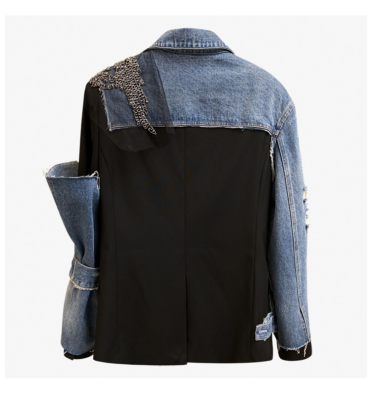 Winter Waterproof Mesh Jacket Denim Detachable Half Ladies Sheath Top Blazers Jackets Women