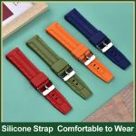 Multiple Colors Soft Silicone Watch Strap 22mm Flexible With Stainless Buckles