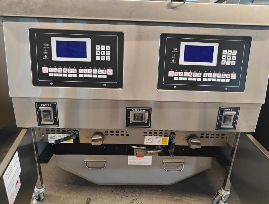 Two Pots Four Baskets 304SUS Gas Chips Commercial Open Deep LCD Panel Oil Fryer