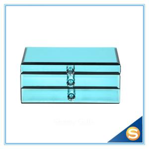 Wholesale Blue Glass Jewelry Box/ Large Mirror Jewelry Box/Wholesale Jewelry Box from china suppliers